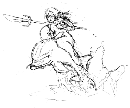Mermaid Warrior Sketch